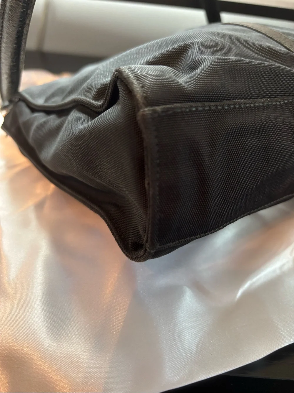 Vintage Rare Archival Gucci Black Nylon Flat Foldover Jackie Bag - Tom Ford Era